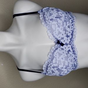 Victoria's Secret Lace Brace Unlined Underwired Bra Size 34D Romantic Purple